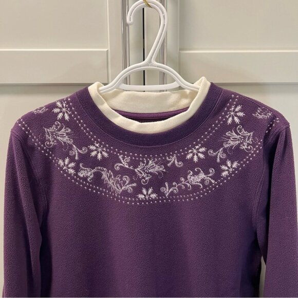 Vintage TRADITION Purple Embroidered Neckline Fleece Sweatshirt Size S (6-8) - Picture 2 of 5